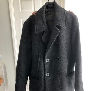 Mens Grey Wool Pea Coat